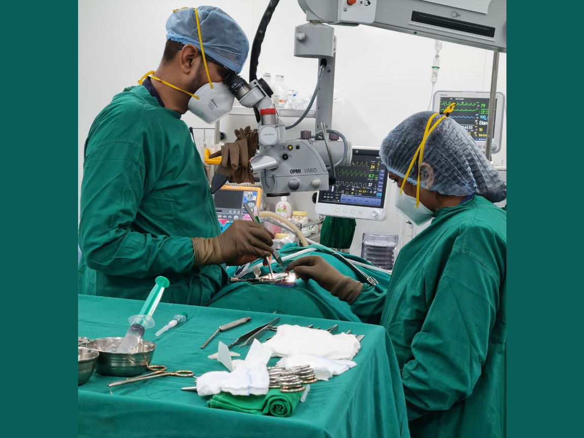 Dr. Abhijit Kulkarni in an operation theater during an operation